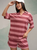 Tokyo Talkies Women Peach T-shirt With Short - Peach - Image 1