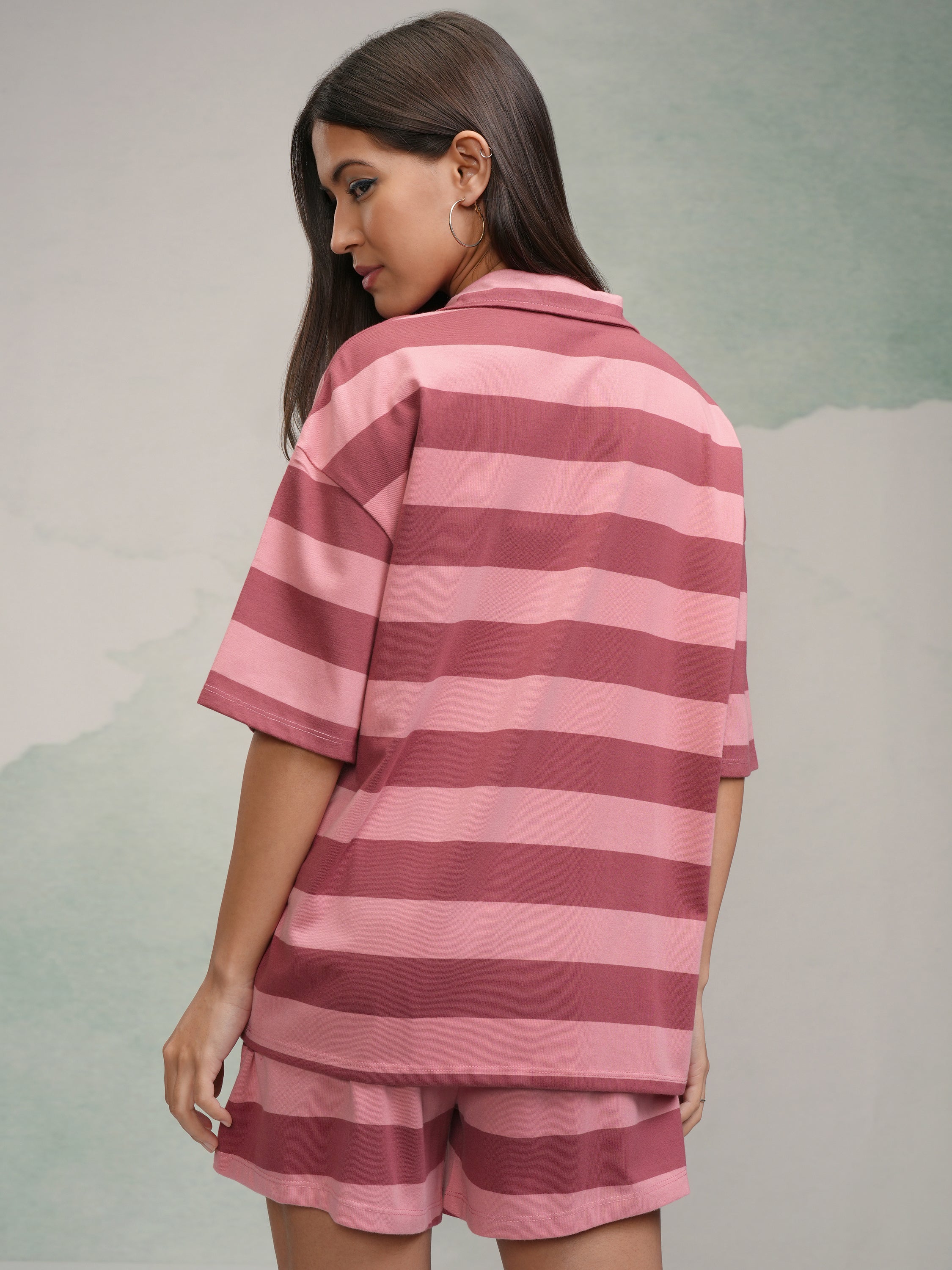 Tokyo Talkies Women Peach T-shirt With Short - Peach - Image 3