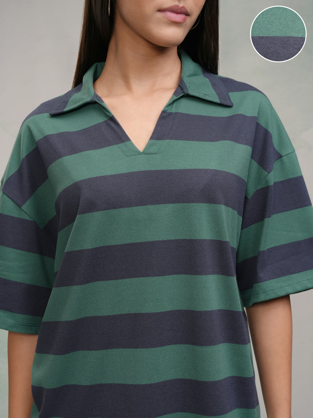 Tokyo Talkies Women Green T-shirt With Short - Green - Image 5