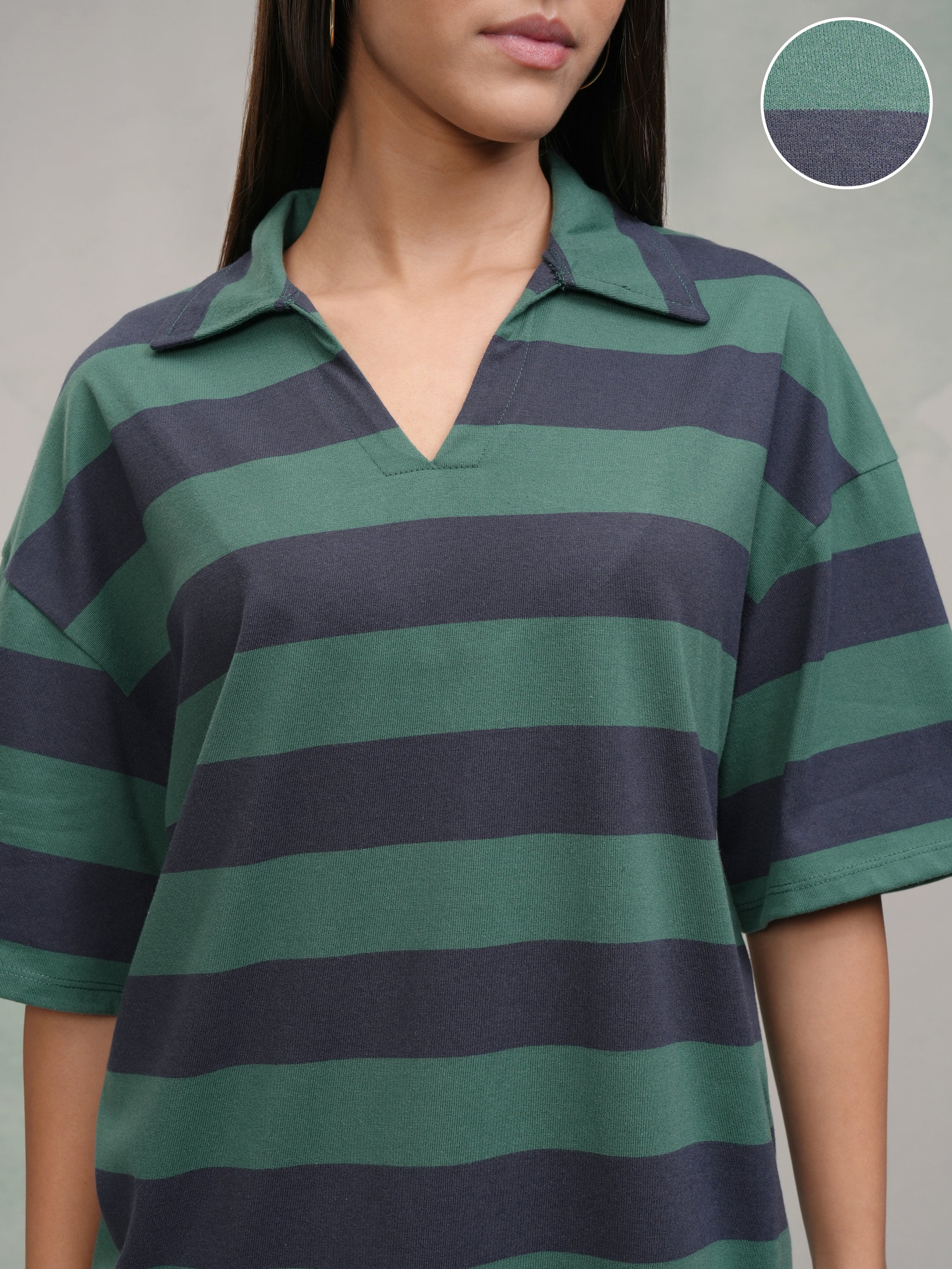 Tokyo Talkies Women Green T-shirt With Short - Green - Image 5