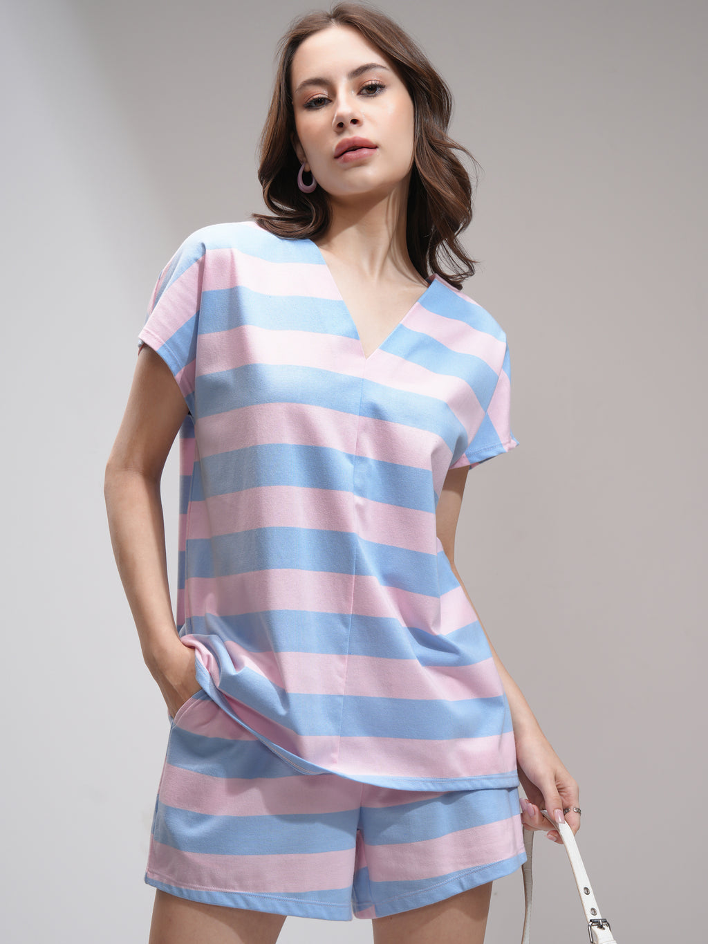 Tokyo Talkies Women Pink Top With Short - Pink - Image 1