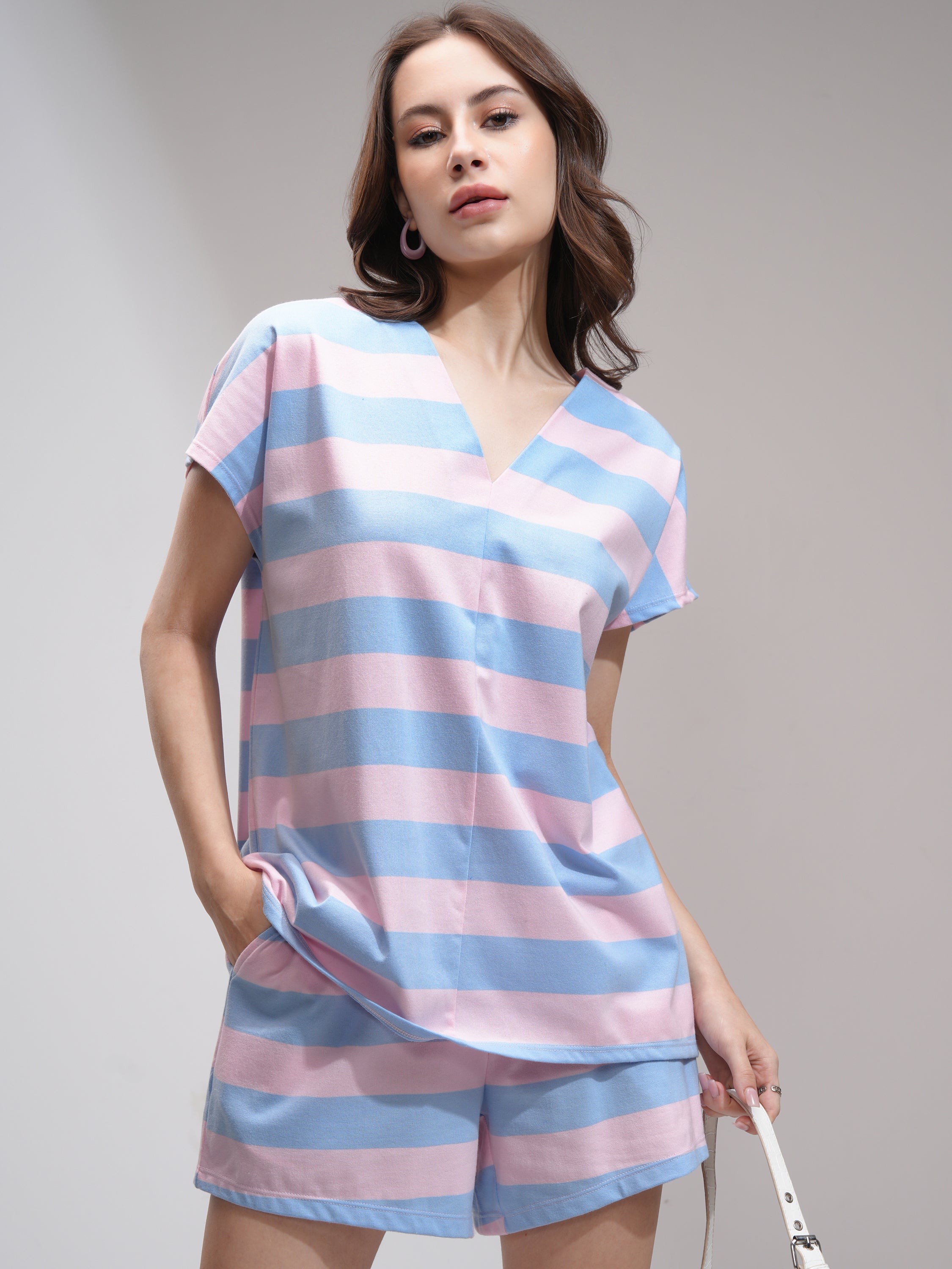 Tokyo Talkies Women Pink Top With Short - Pink - Image 1