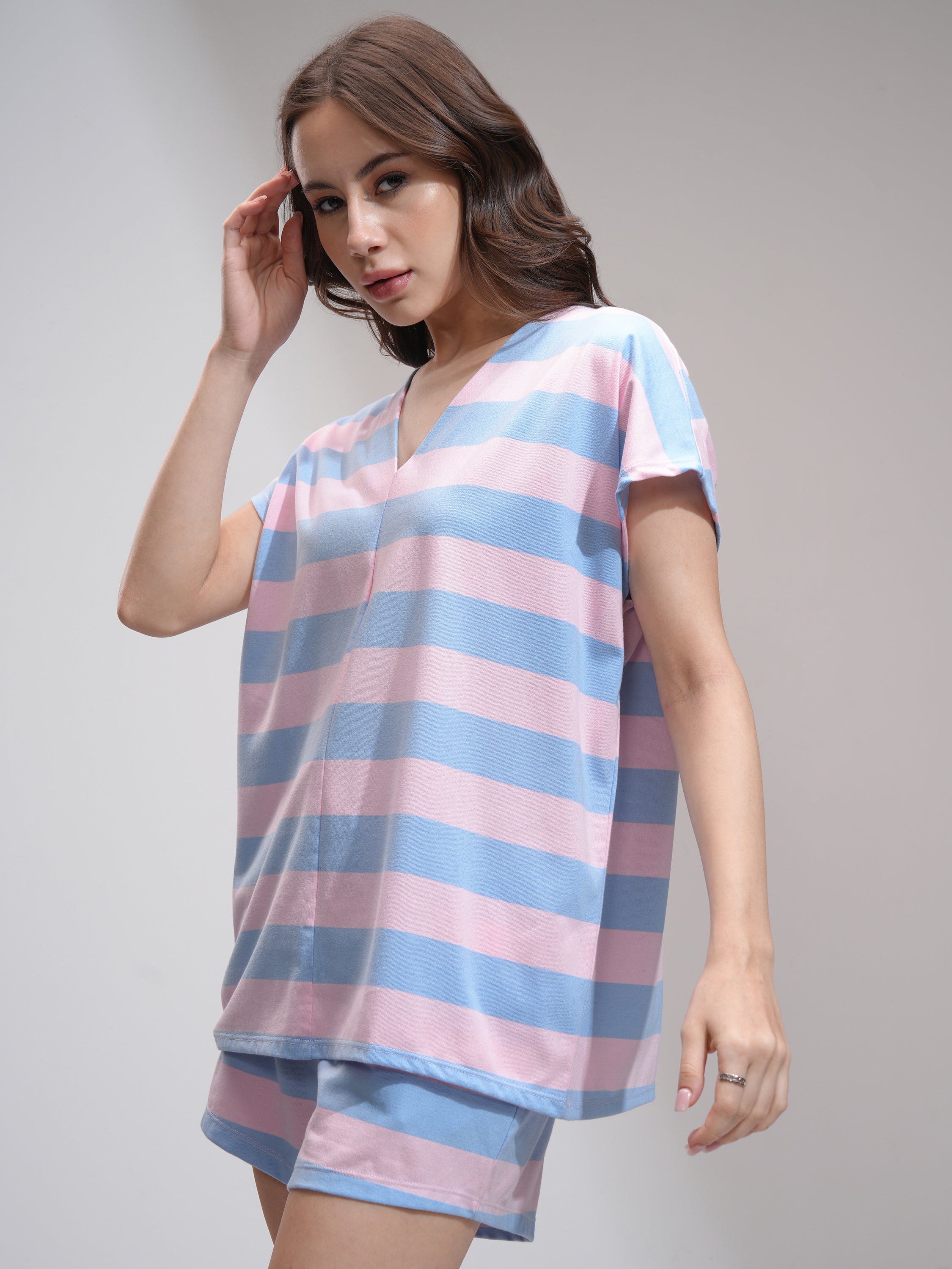 Tokyo Talkies Women Pink Top With Short - Pink - Image 4
