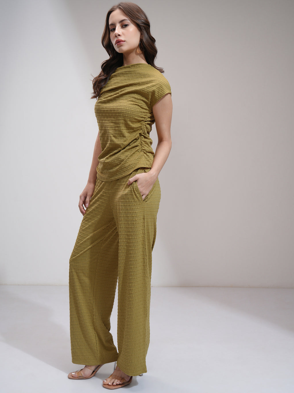 Tokyo Talkies Women Olive Top With Trouser - Olive - Image 2