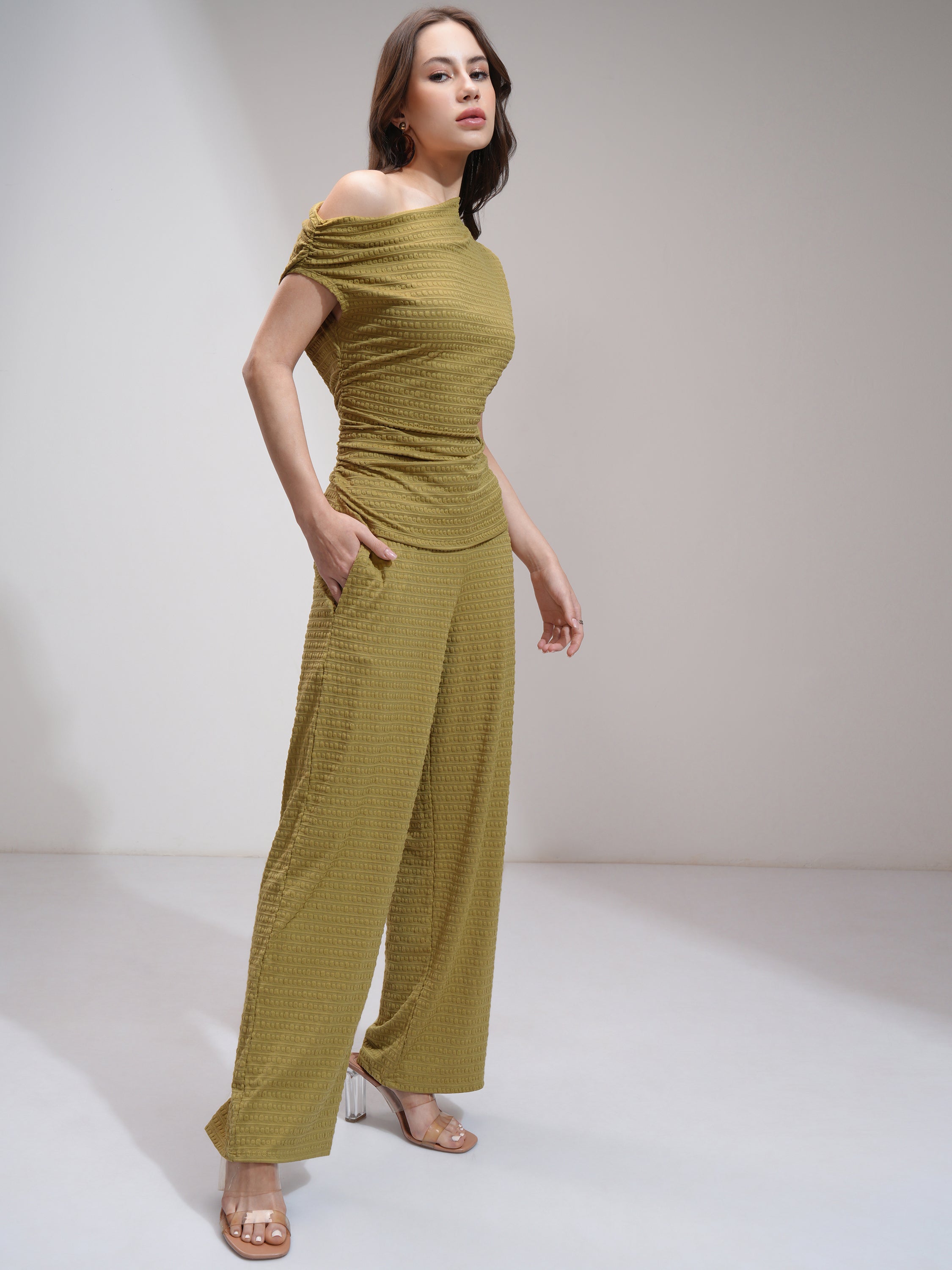 Tokyo Talkies Women Olive Top With Trouser - Olive - Image 4