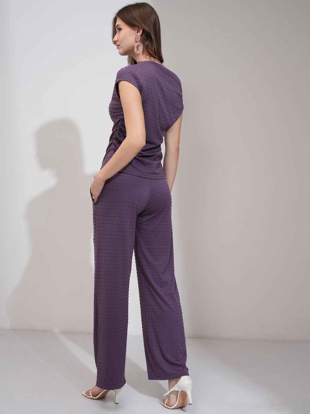 Tokyo Talkies Women Purple Top With Trouser - Purple - Image 3