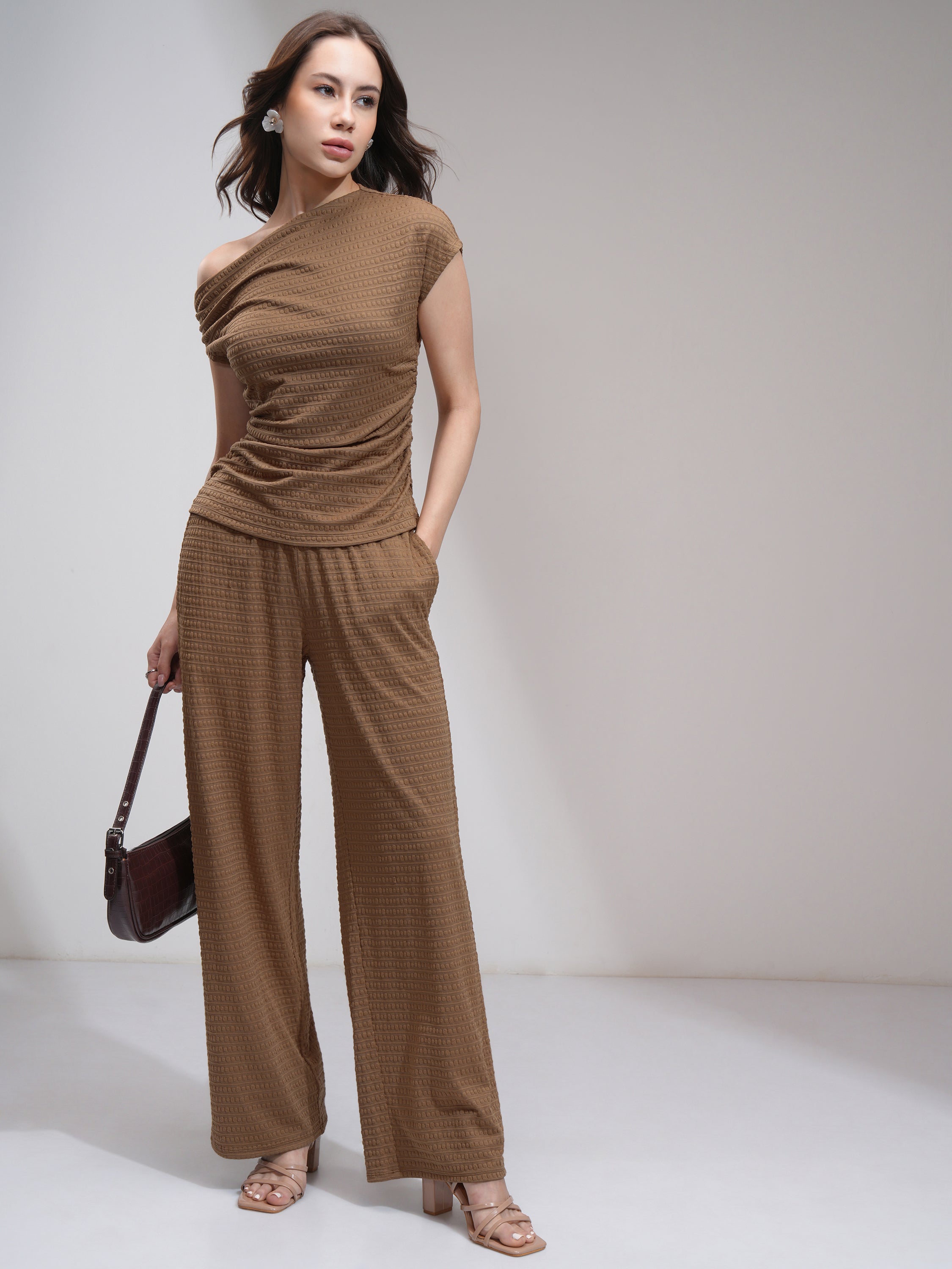 Tokyo Talkies Women Brown Top With Trouser - Brown - Image 1