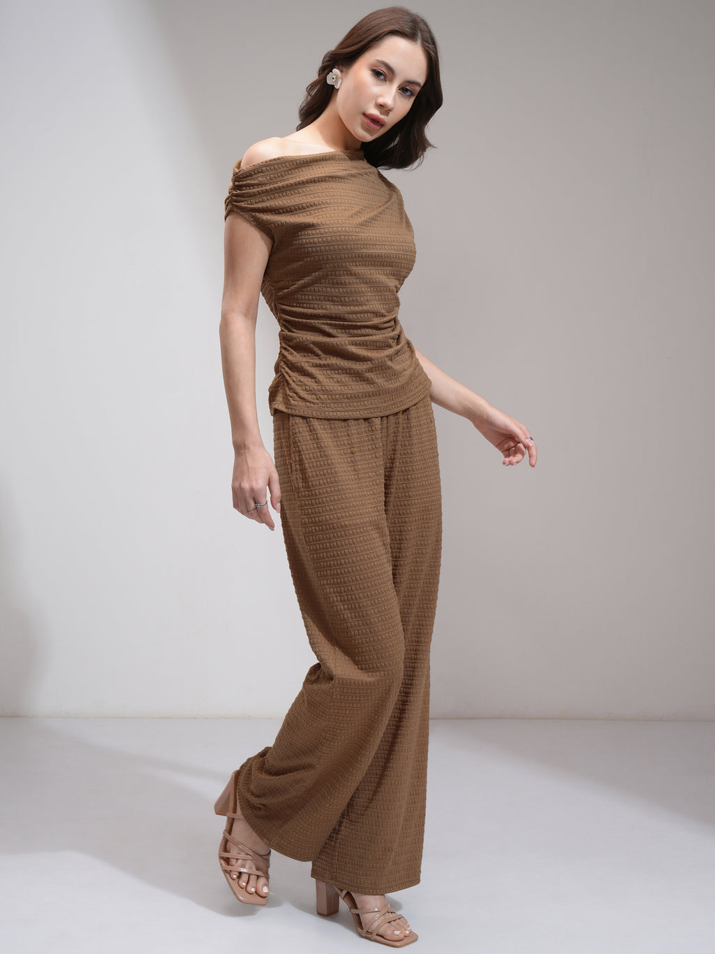 Tokyo Talkies Women Brown Top With Trouser - Brown - Image 4
