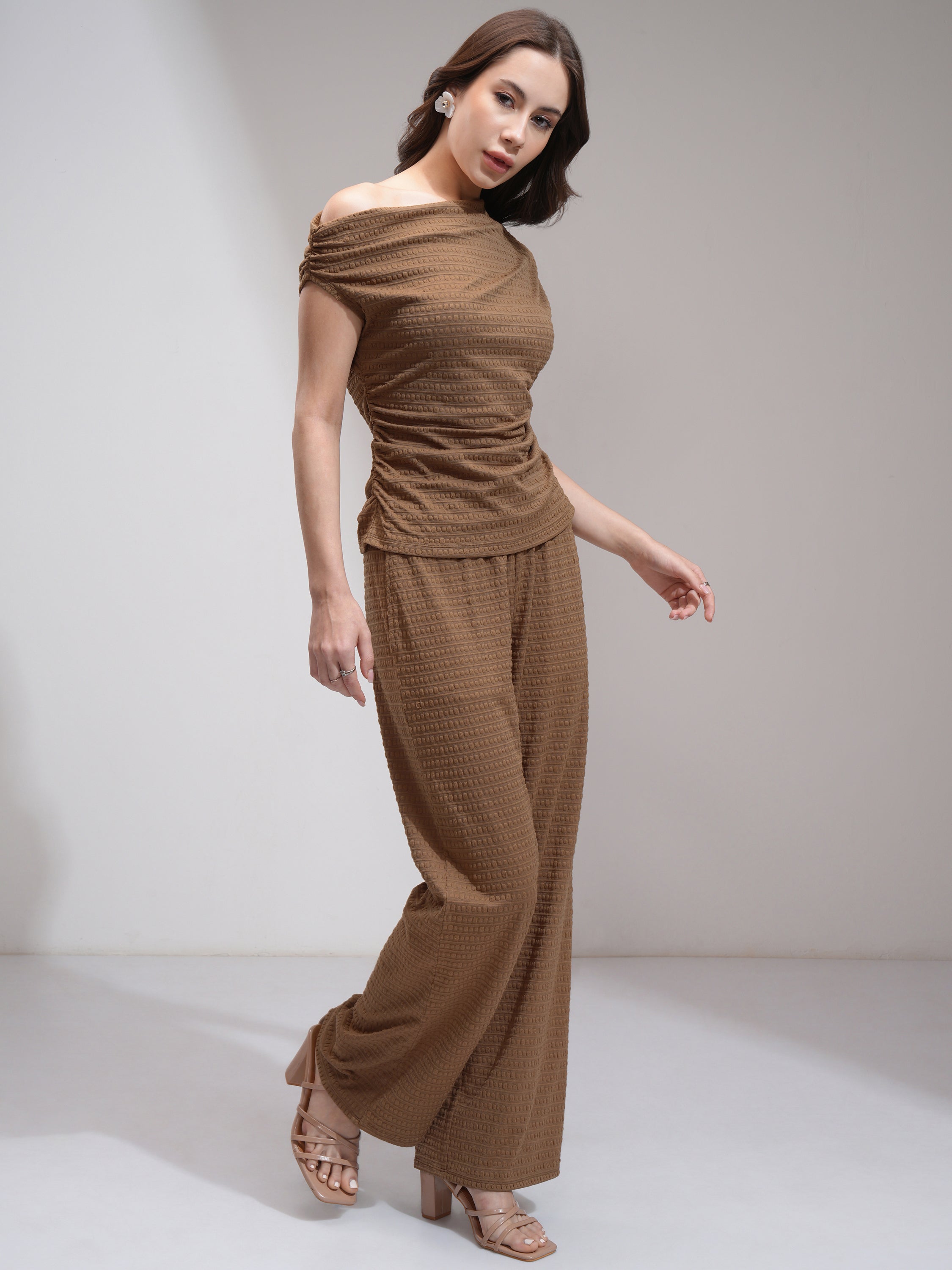 Tokyo Talkies Women Brown Top With Trouser - Brown - Image 4