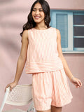 Tokyo Talkies Women Peach Top With Short - Peach - Image 1