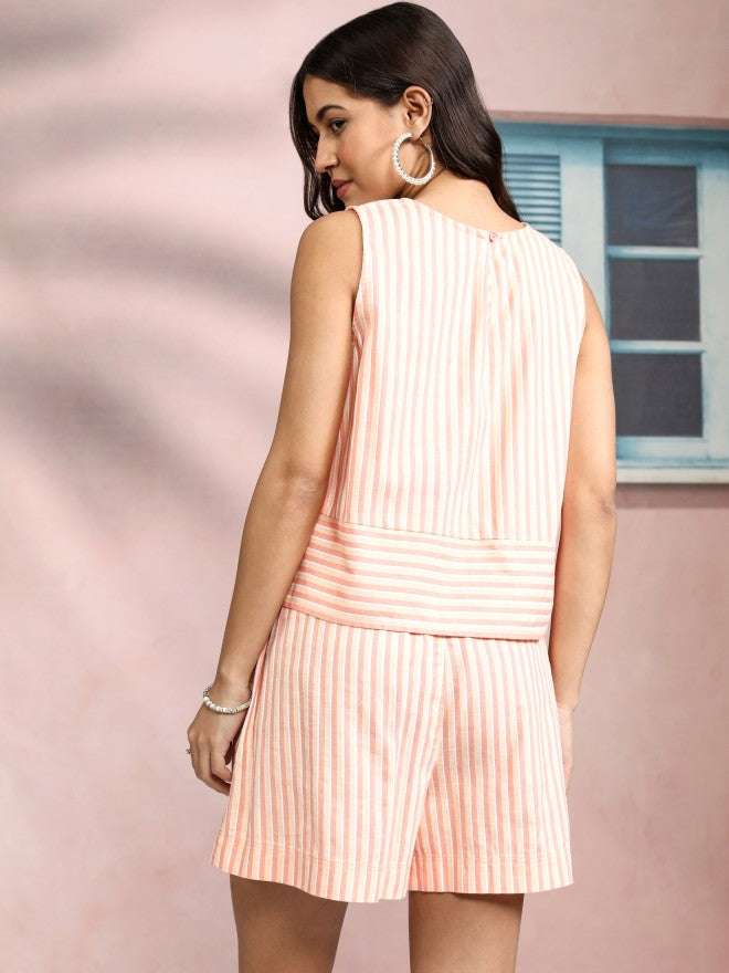 Tokyo Talkies Women Peach Top With Short - Peach - Image 3
