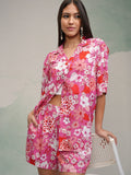 Tokyo Talkies Women Pink Shirt With Short - Pink - Image 1