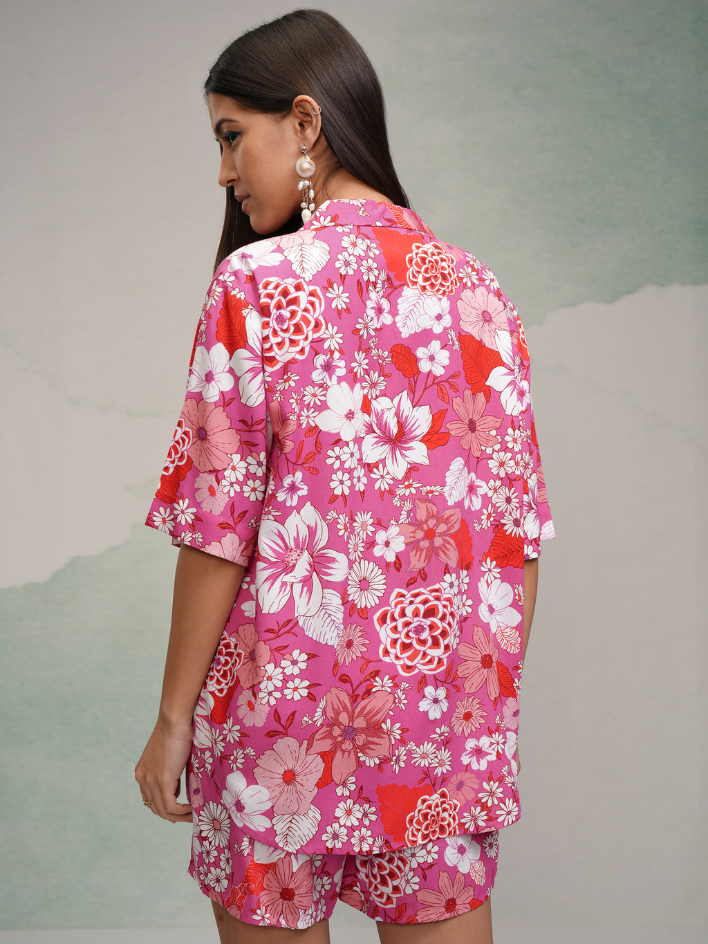 Tokyo Talkies Women Pink Shirt With Short - Pink - Image 3
