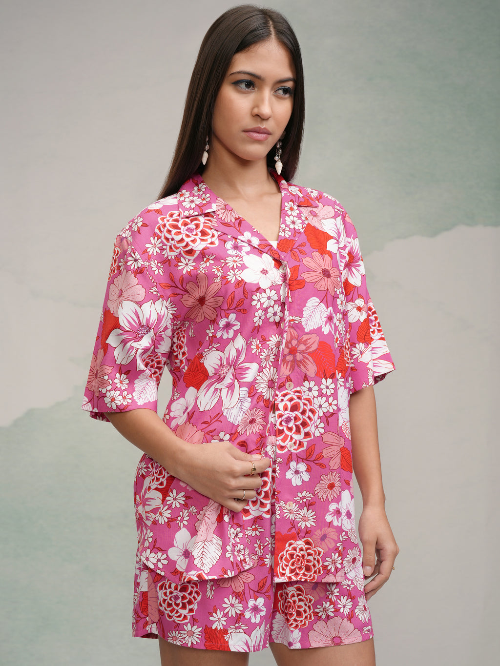 Tokyo Talkies Women Pink Shirt With Short - Pink - Image 6