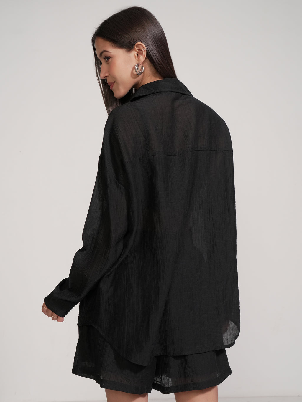 Tokyo Talkies Women Black Shirt With Short - Black - Image 3
