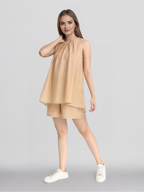 ESPYR By Tokyo Talkies Women Beige Top With Shorts Co-Ords - Beige - Image 2