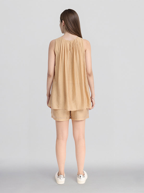 ESPYR By Tokyo Talkies Women Beige Top With Shorts Co-Ords - Beige - Image 3
