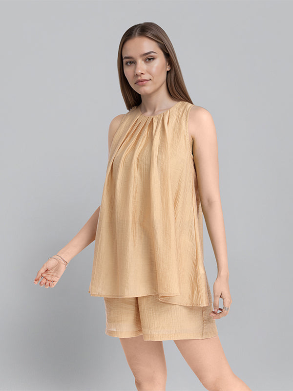 ESPYR By Tokyo Talkies Women Beige Top With Shorts Co-Ords - Beige - Image 4