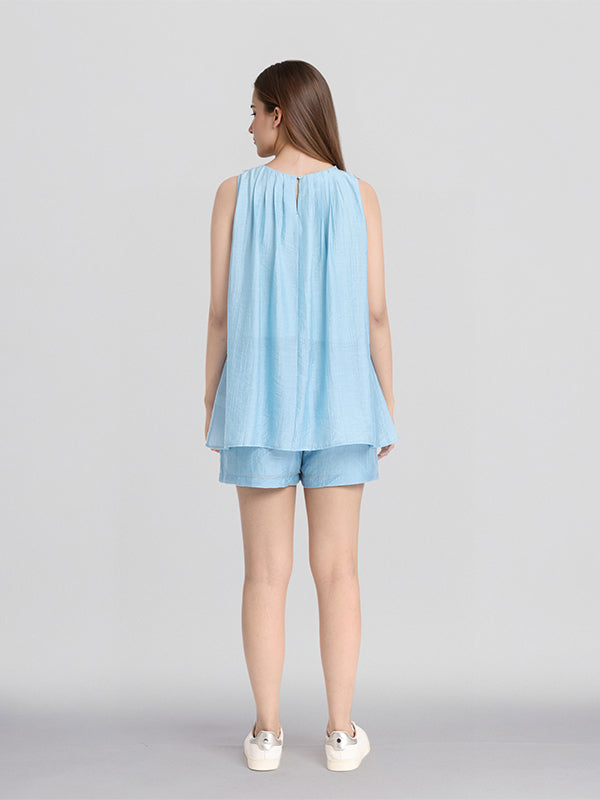 ESPYR By Tokyo Talkies Women Blue Top With Shorts Co-Ords - Blue - Image 3