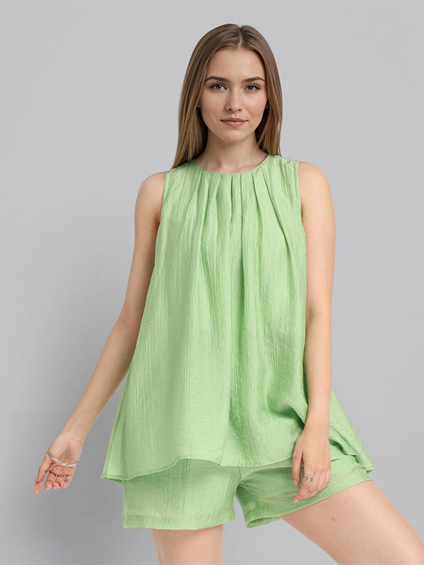 ESPYR By Tokyo Talkies Women Green Top With Shorts Co-Ords - Green - Image 1