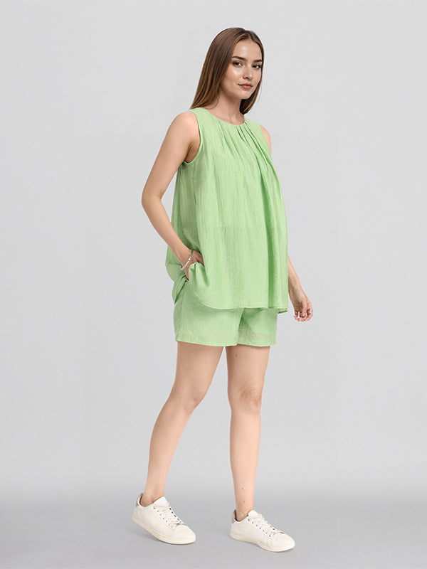 ESPYR By Tokyo Talkies Women Green Top With Shorts Co-Ords - Green - Image 2
