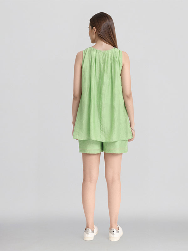 ESPYR By Tokyo Talkies Women Green Top With Shorts Co-Ords - Green - Image 3