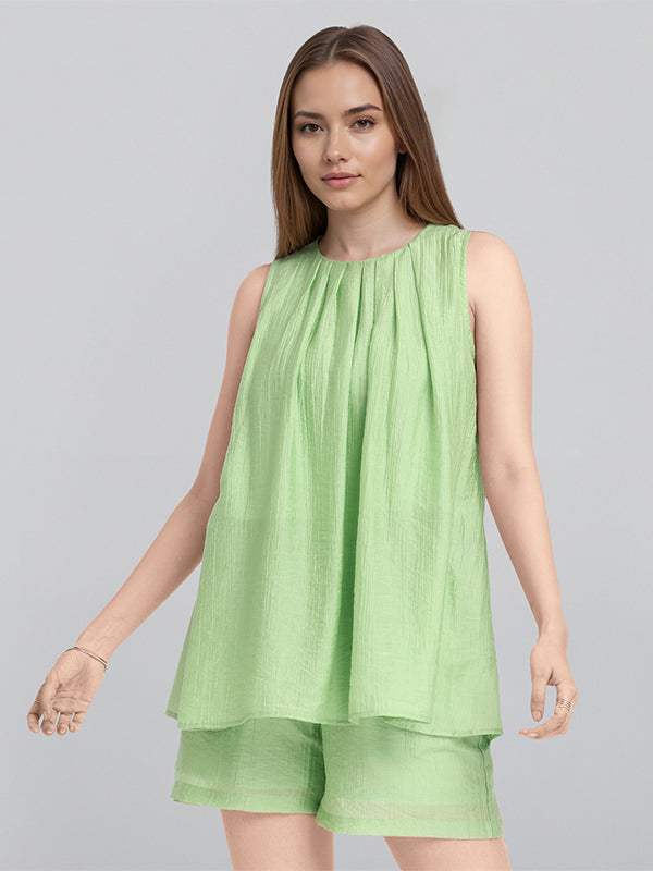 ESPYR By Tokyo Talkies Women Green Top With Shorts Co-Ords - Green - Image 4