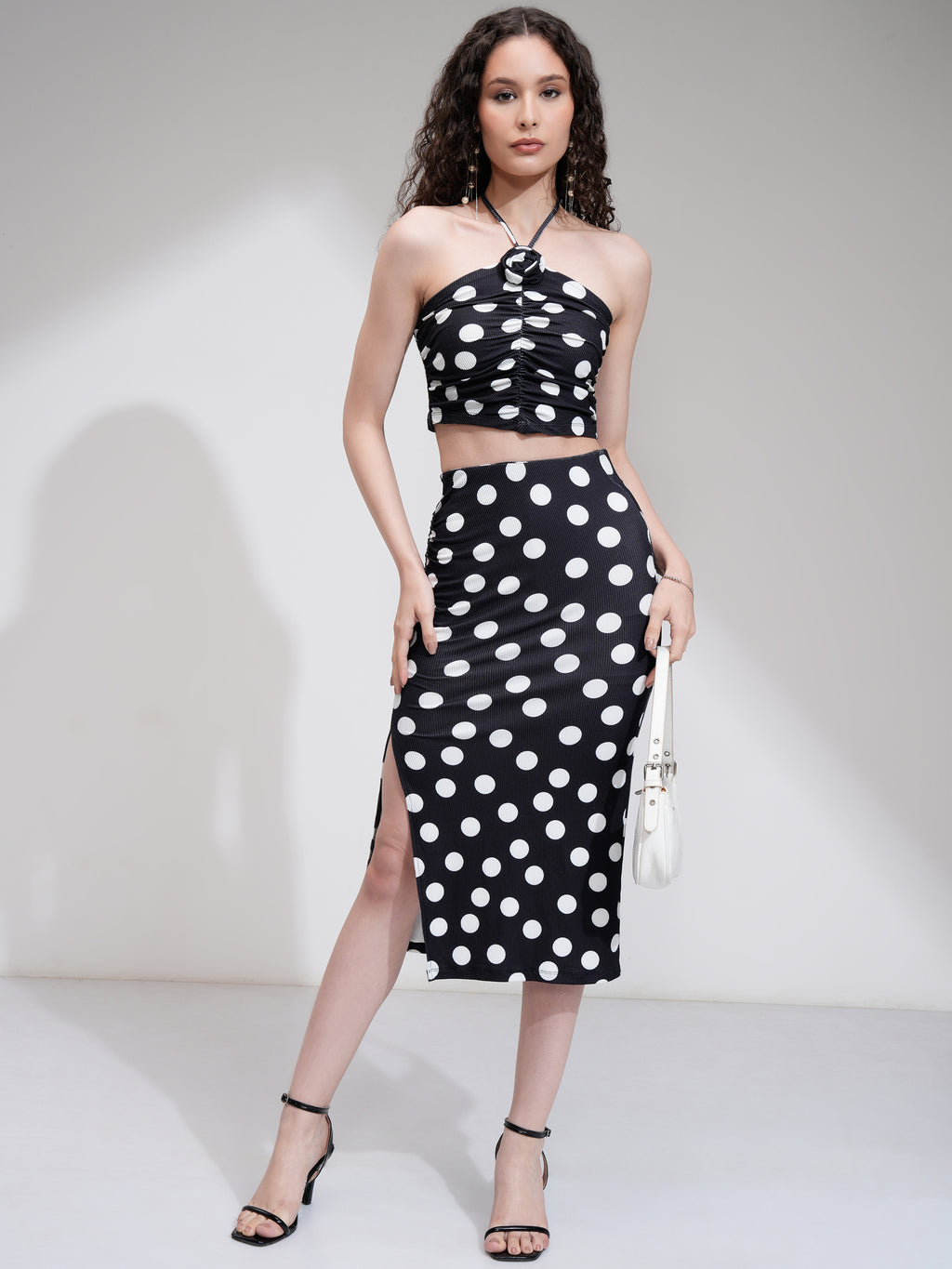 Tokyo Talkies Women Black Top With Skirt Co-Ords - Black - Image 1