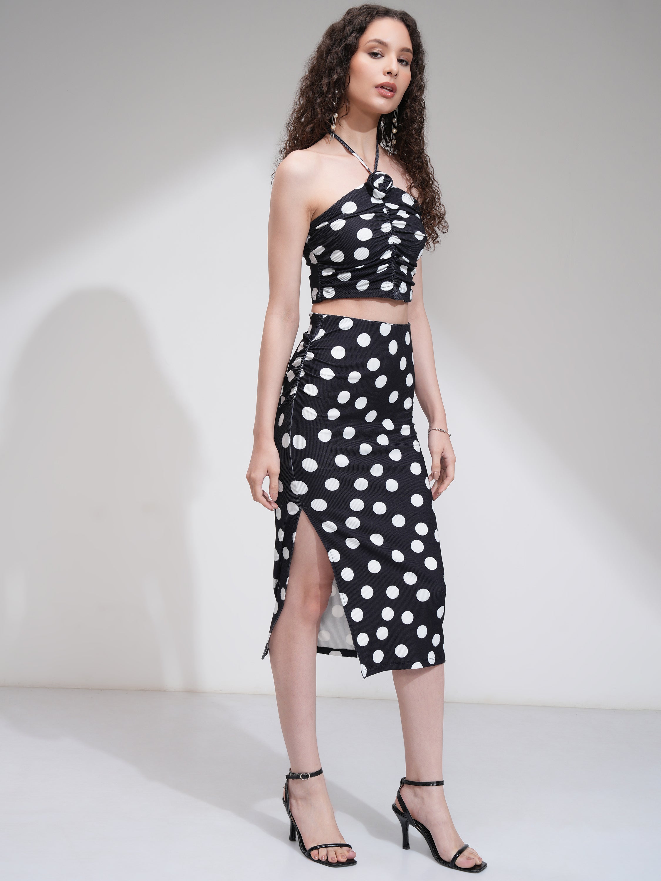 Tokyo Talkies Women Black Top With Skirt Co-Ords - Black - Image 4