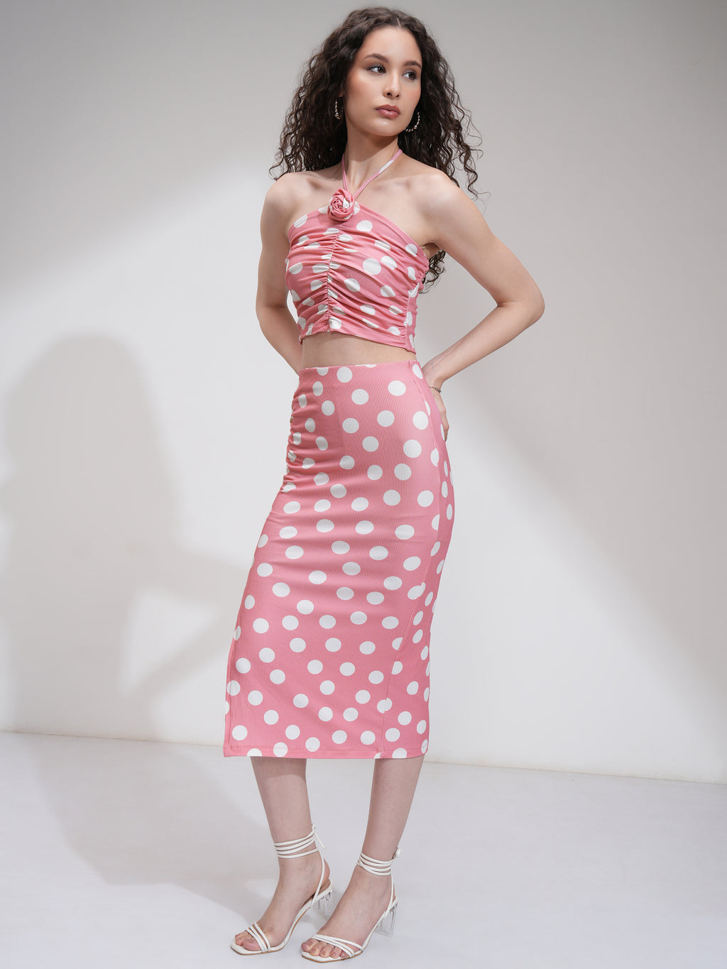 Tokyo Talkies Women Pink Top With Skirt Co-Ords - Pink - Image 2