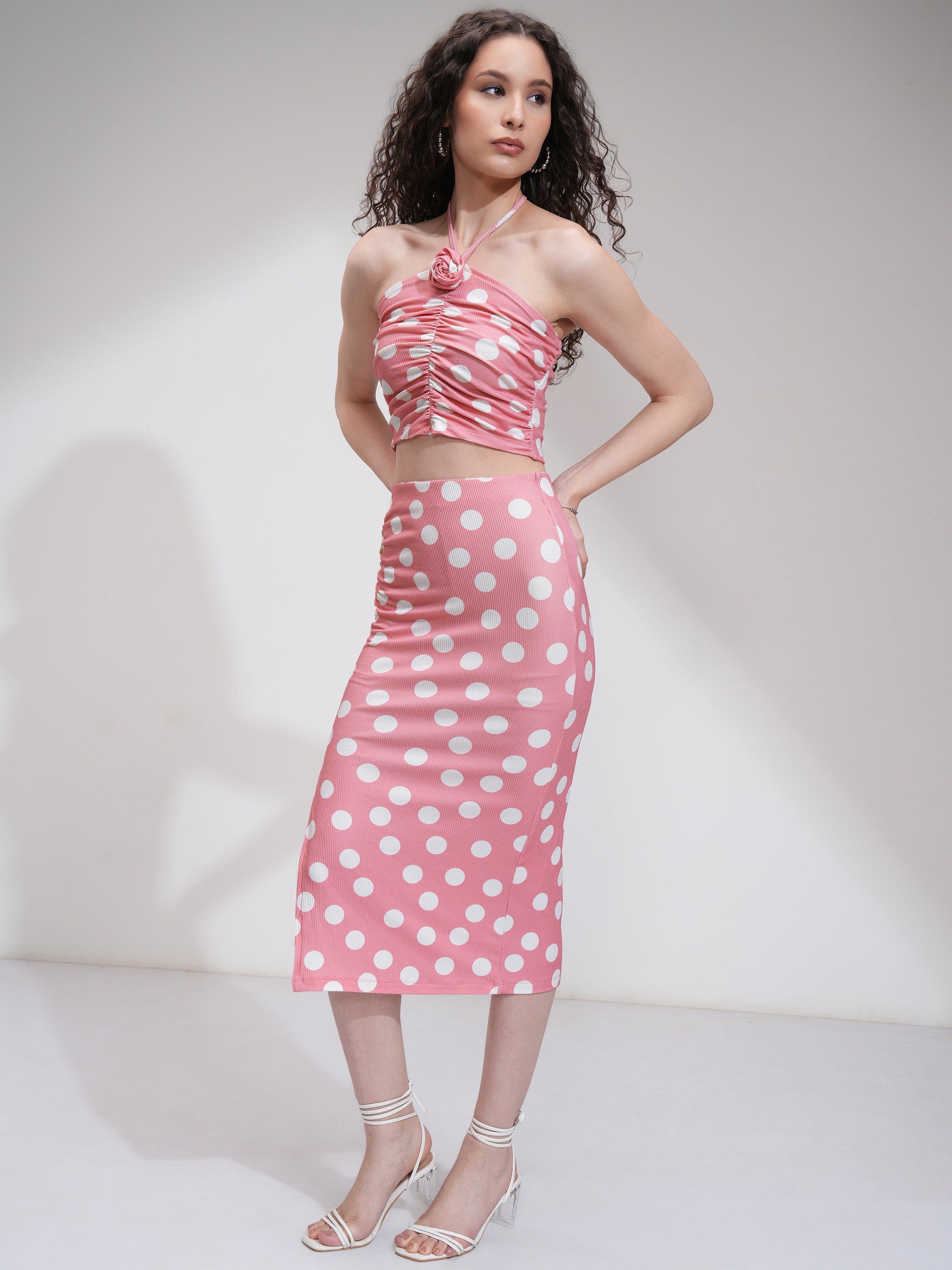 Tokyo Talkies Women Pink Top With Skirt Co-Ords - Pink - Image 2