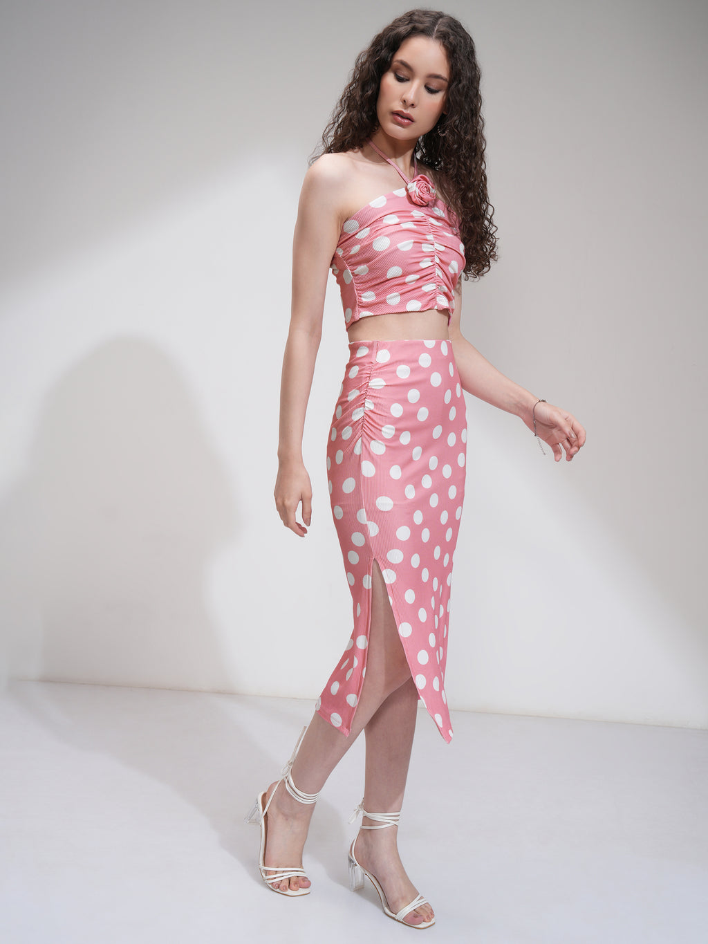 Tokyo Talkies Women Pink Top With Skirt Co-Ords - Pink - Image 4