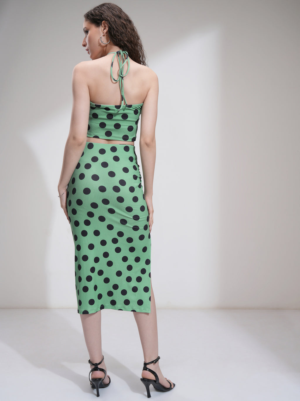 Tokyo Talkies Women Green Top With Skirt - Green - Image 3