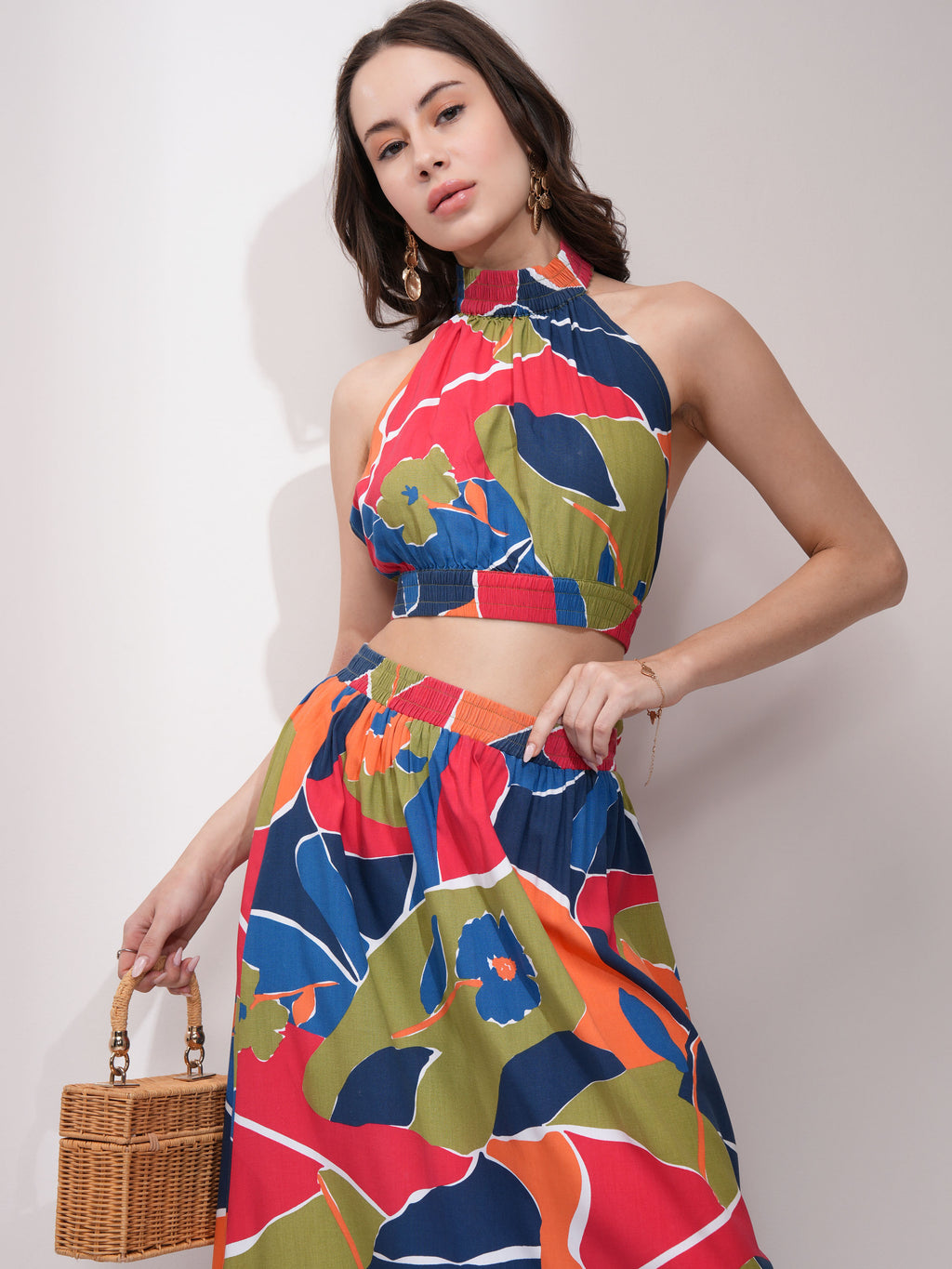 Tokyo Talkies Women Red Top With Skirt Co-Ords - Red - Image 1