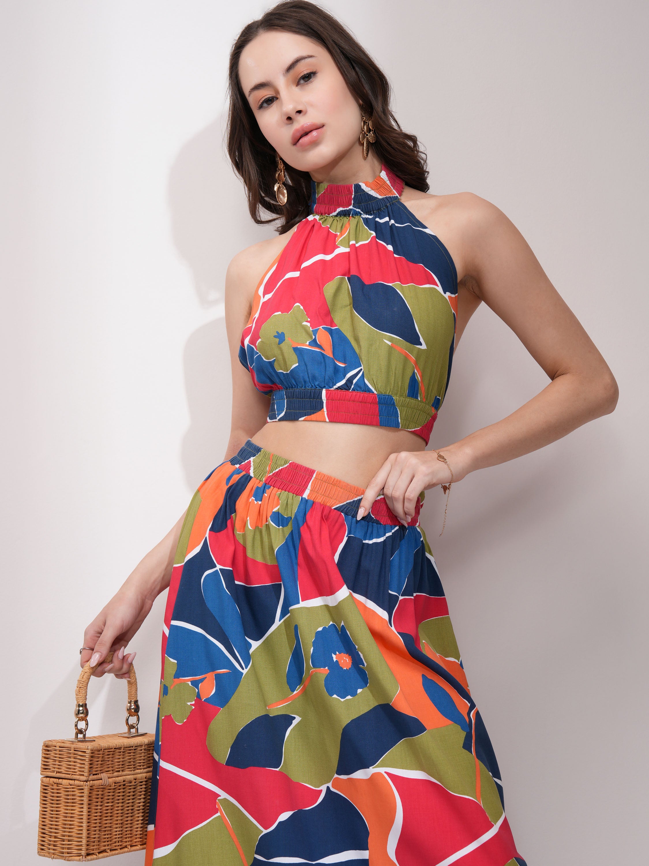 Tokyo Talkies Women Red Top With Skirt Co-Ords - Red - Image 1