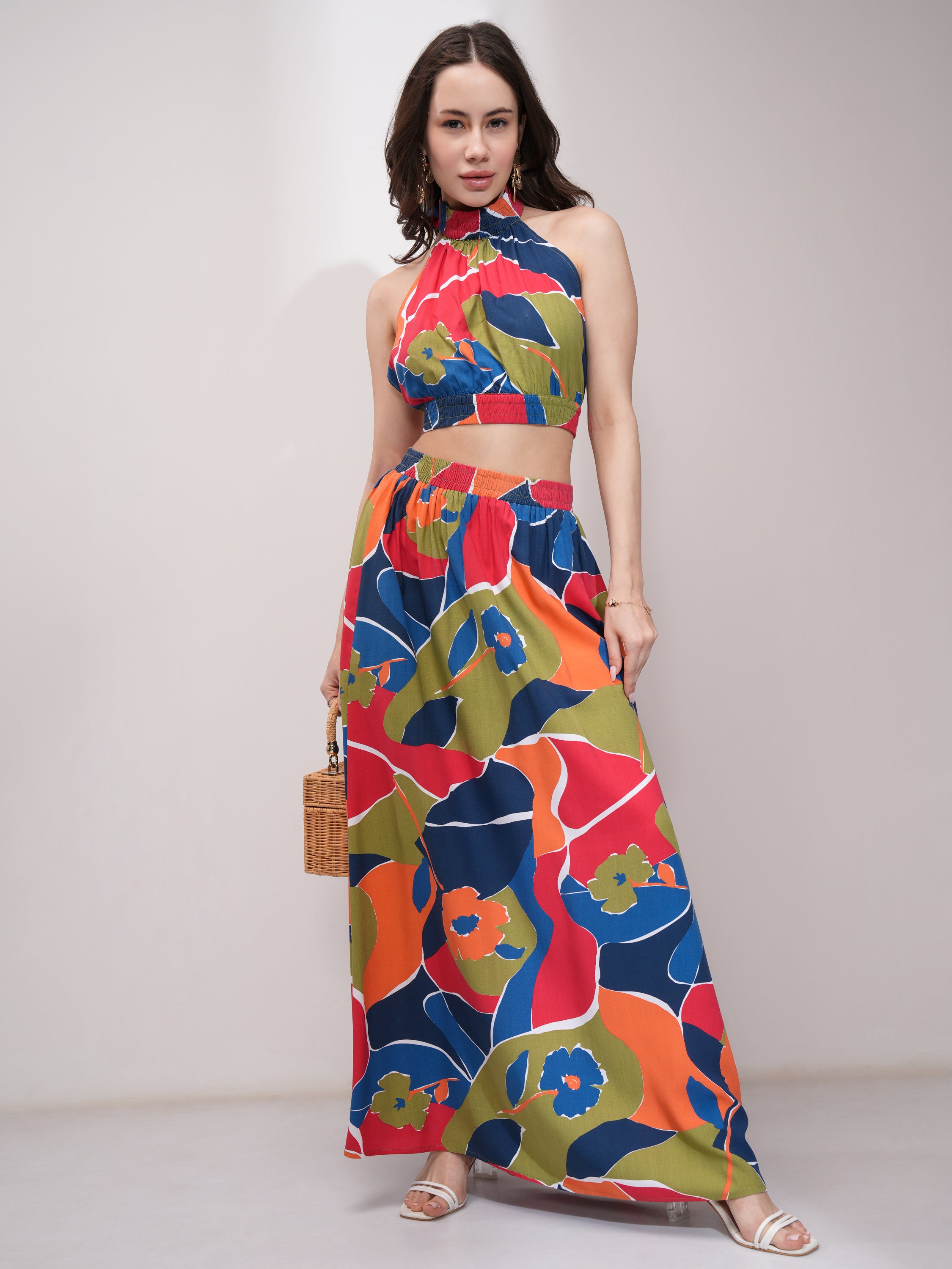 Tokyo Talkies Women Red Top With Skirt Co-Ords - Red - Image 2