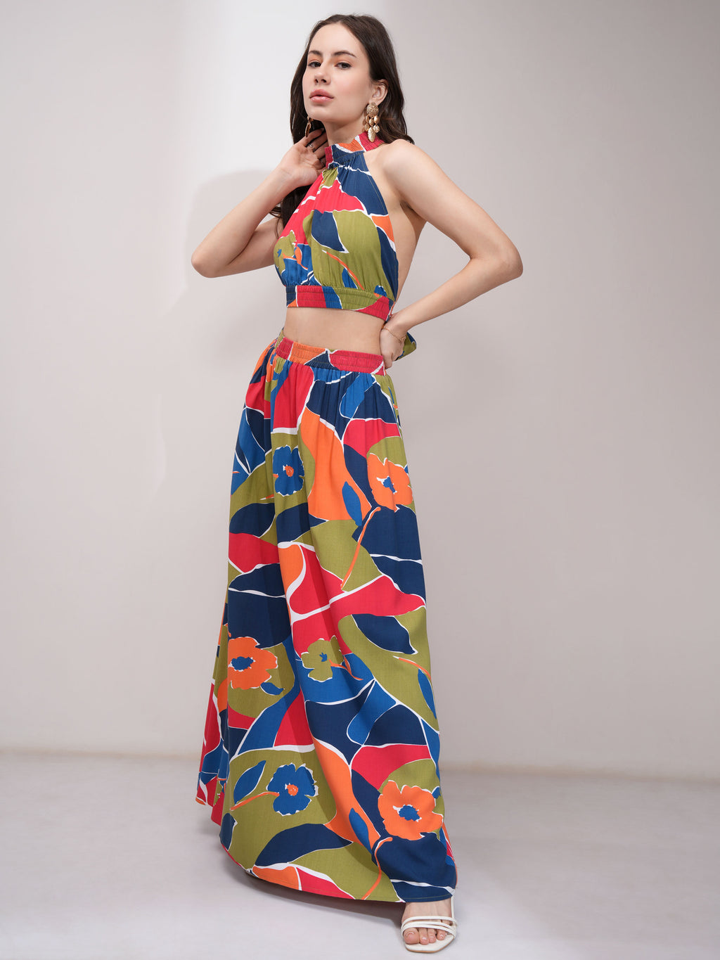 Tokyo Talkies Women Red Top With Skirt Co-Ords - Red - Image 4