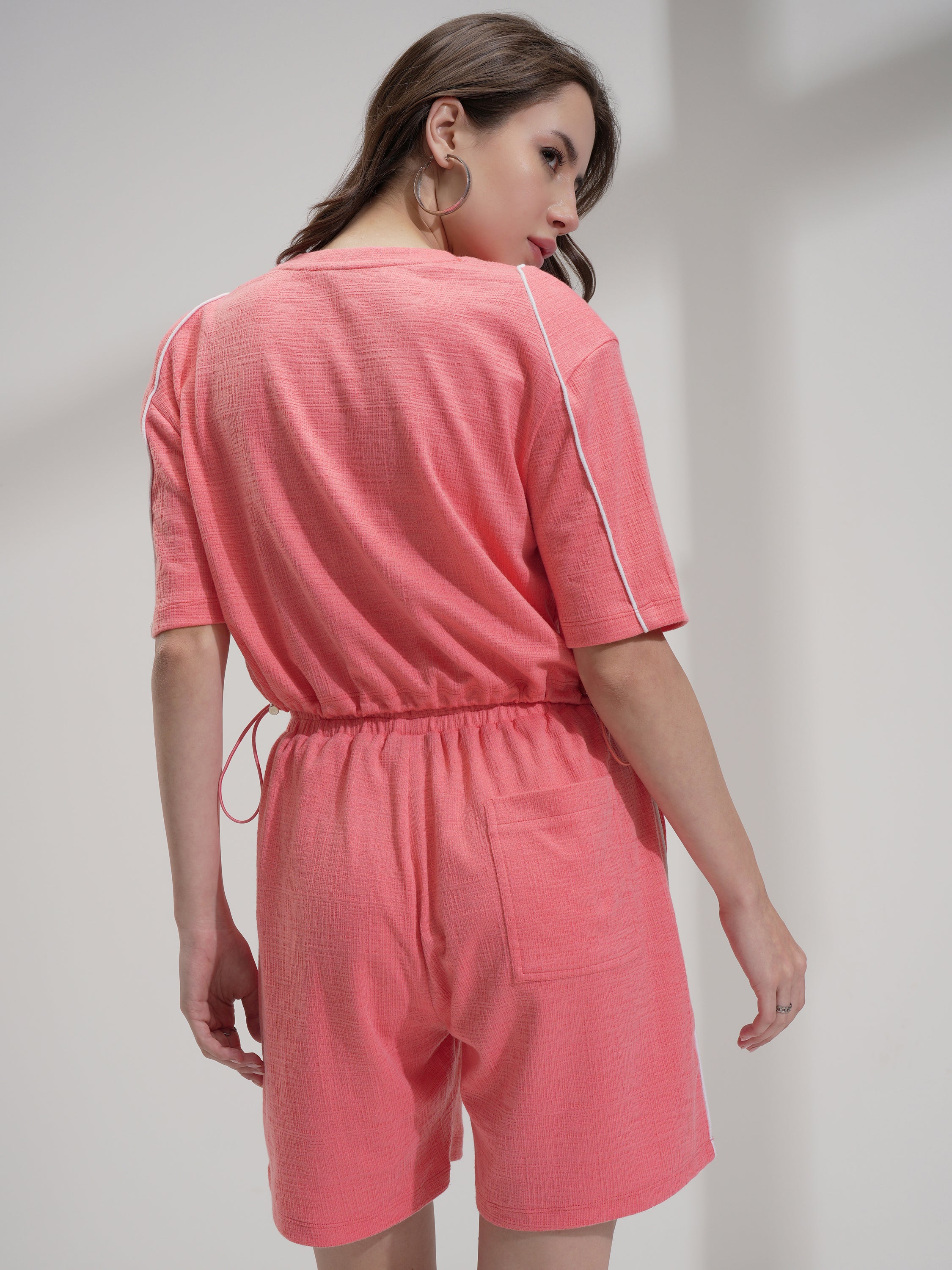 Tokyo Talkies Women Pink Top With Shorts Co-Ords - Pink - Image 3