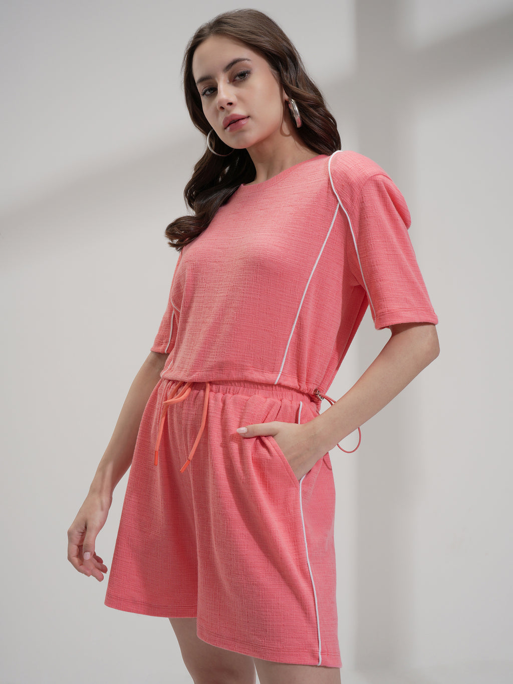 Tokyo Talkies Women Pink Top With Shorts Co-Ords - Pink - Image 4