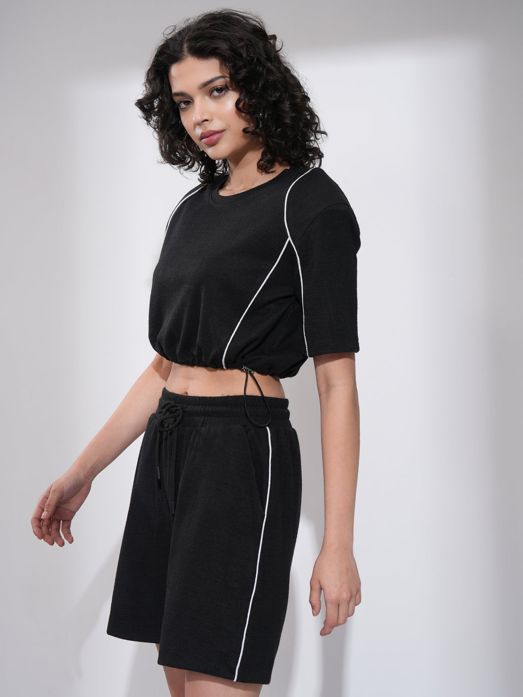 Tokyo Talkies Women Black Top With Shorts Co-Ords - Black - Image 4