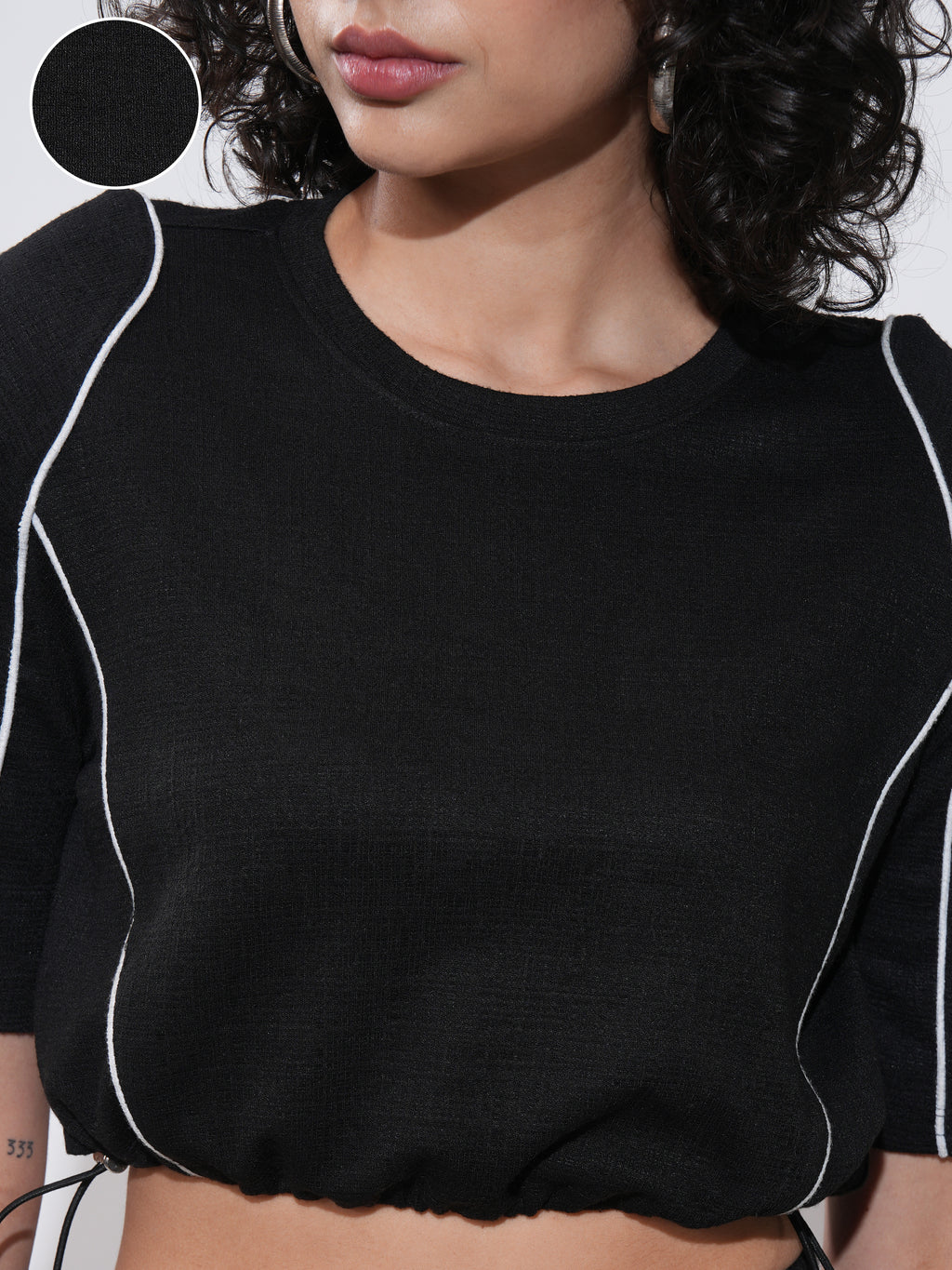 Tokyo Talkies Women Black Top With Shorts Co-Ords - Black - Image 5