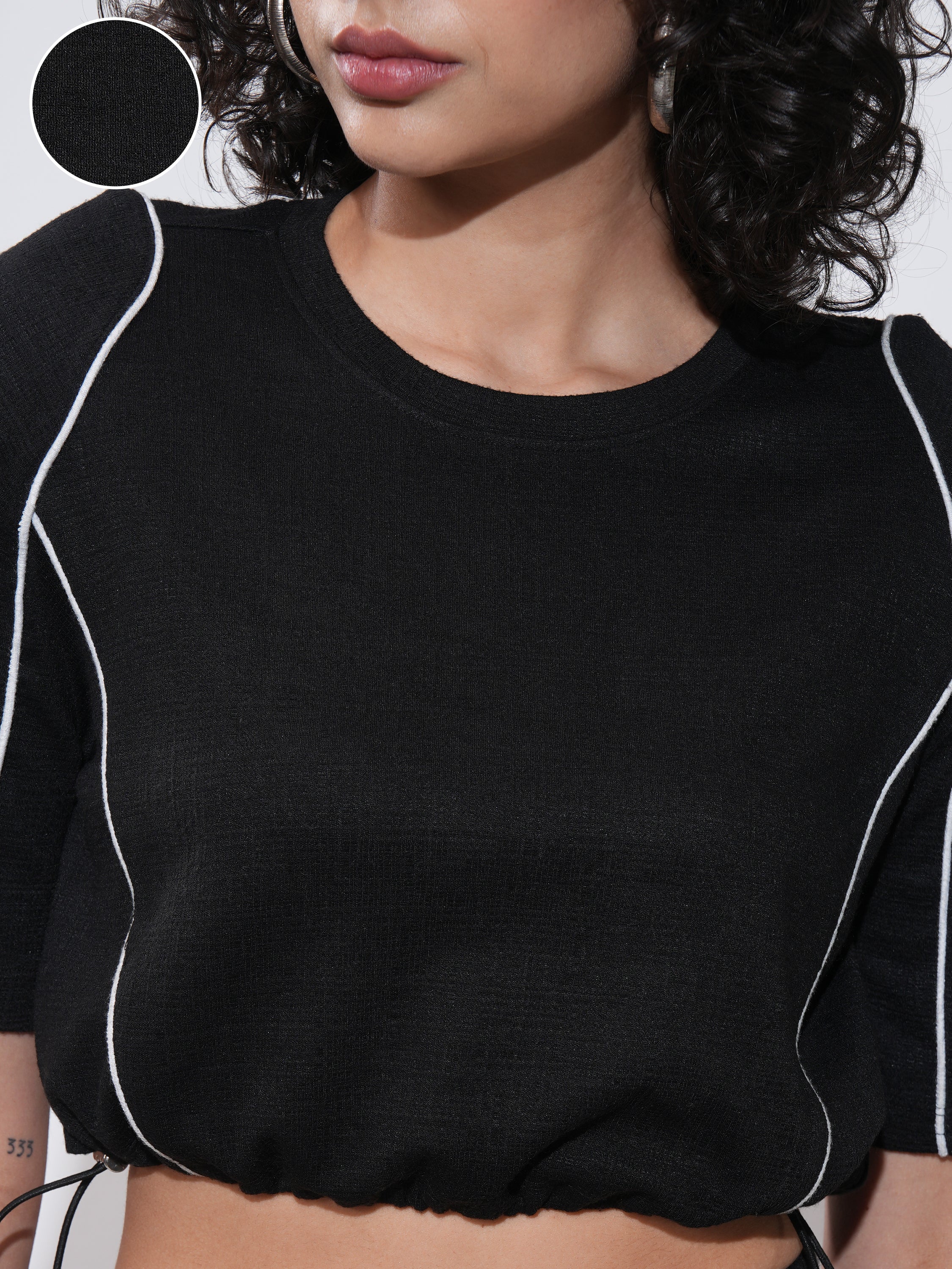 Tokyo Talkies Women Black Top With Shorts Co-Ords - Black - Image 5