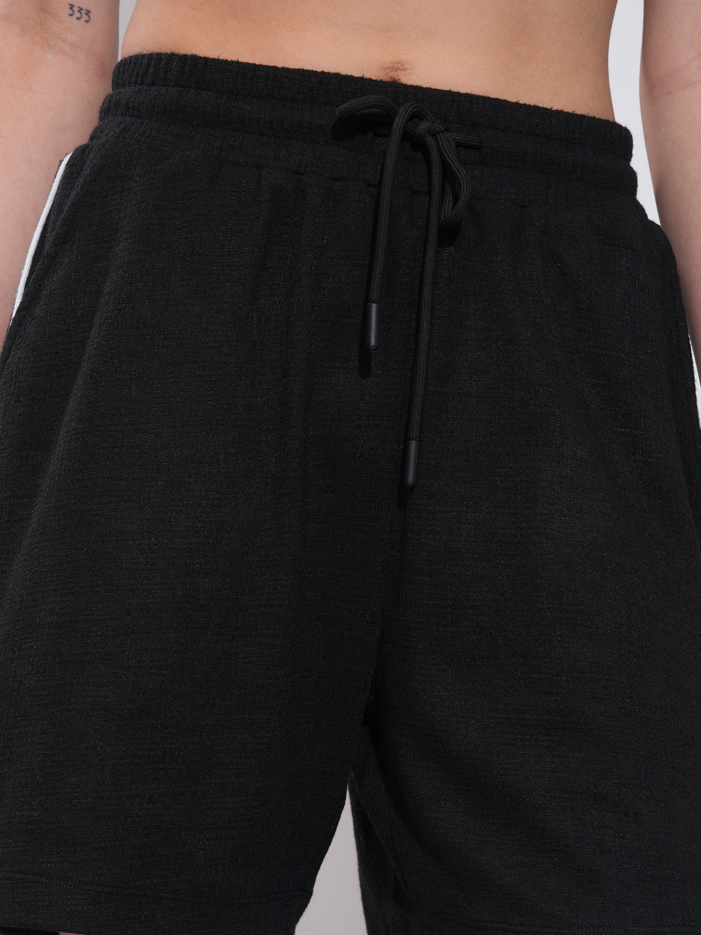 Tokyo Talkies Women Black Top With Shorts Co-Ords - Black - Image 7