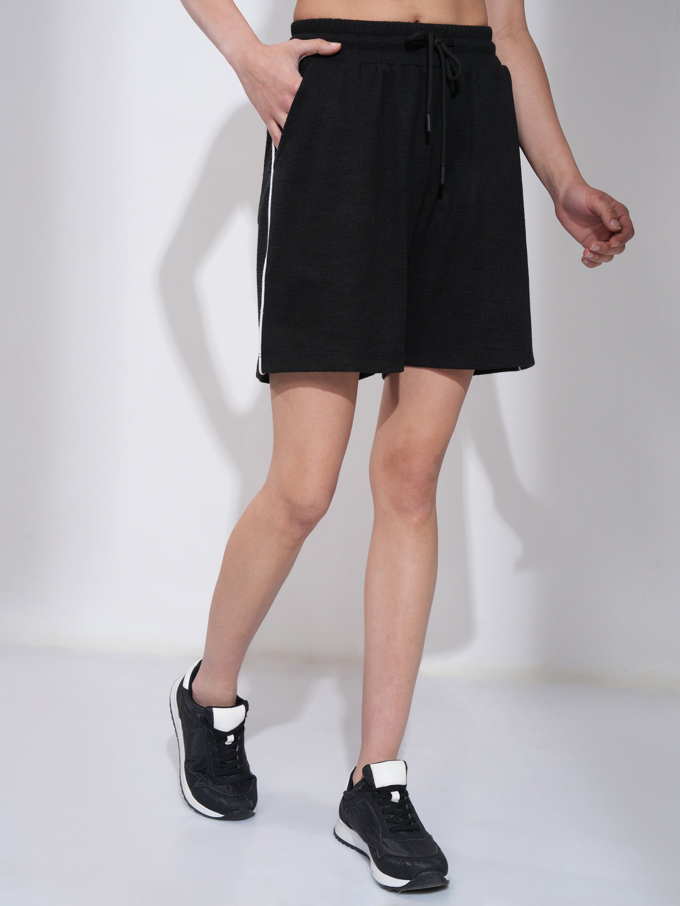Tokyo Talkies Women Black Top With Shorts Co-Ords - Black - Image 8