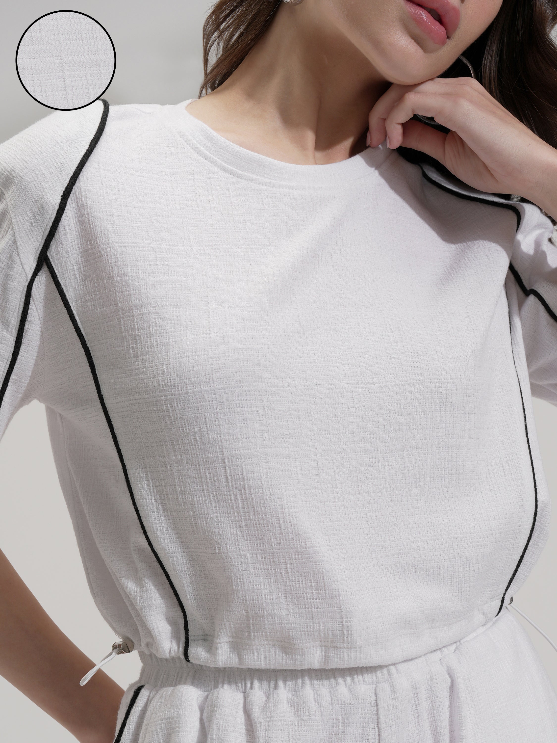 Tokyo Talkies Women White Top With Shorts Co-Ords - White - Image 5