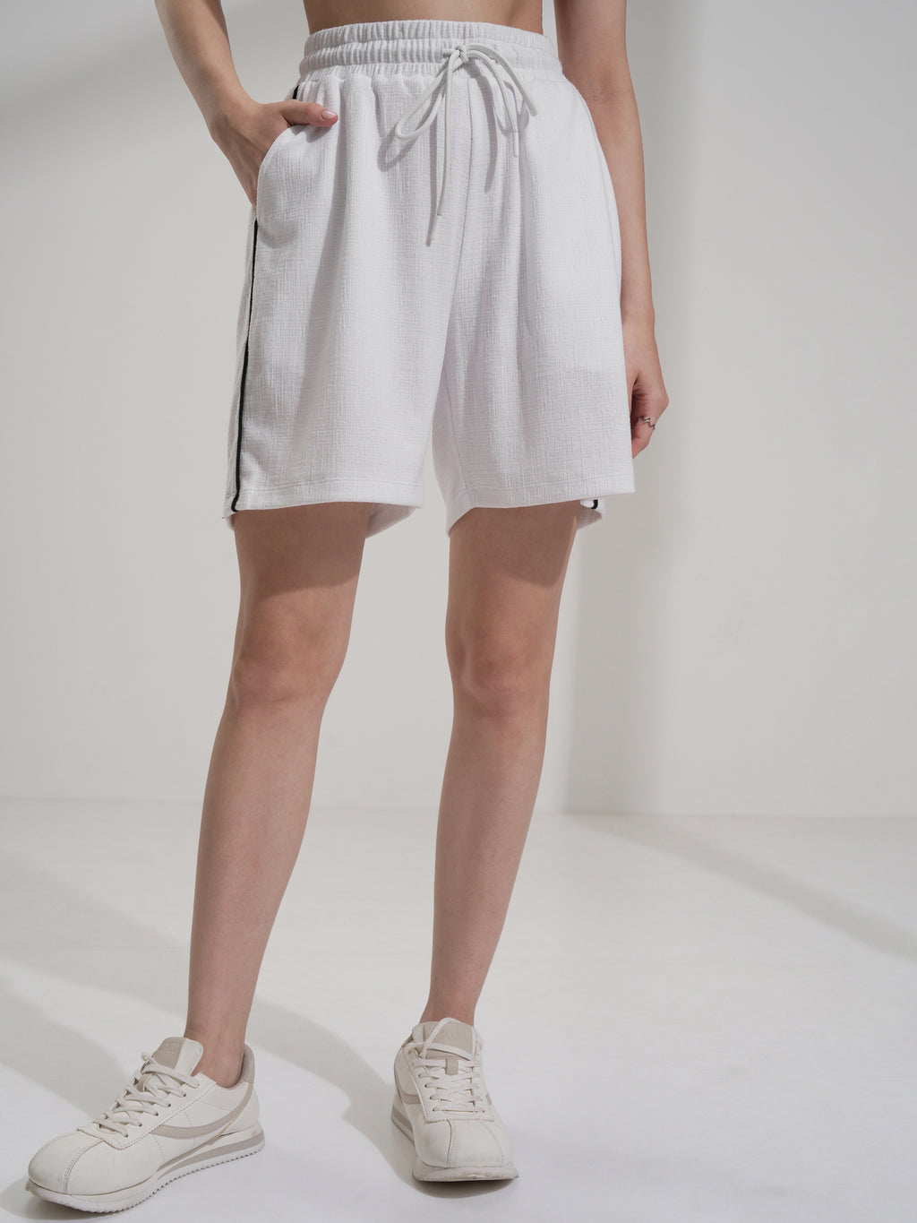 Tokyo Talkies Women White Top With Shorts Co-Ords - White - Image 8