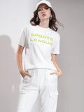 Tokyo Talkies Women White T-Shirt With Joggers Co-Ords - White - Image 1