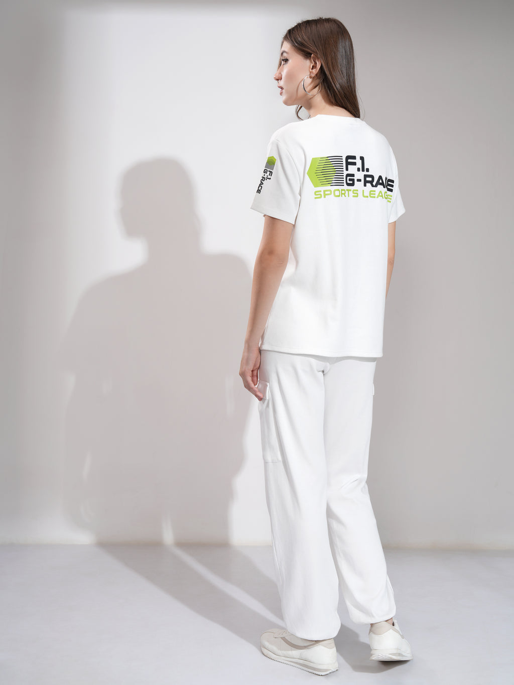 Tokyo Talkies Women White T-Shirt With Joggers Co-Ords - White - Image 3