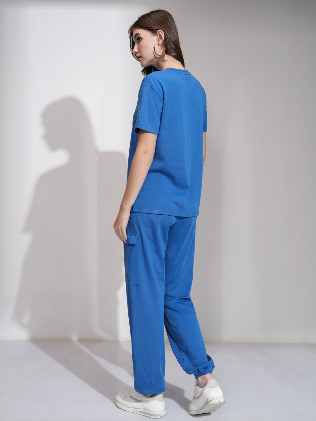 Tokyo Talkies Women Blue T-Shirt With Joggers Co-Ords - Blue - Image 3