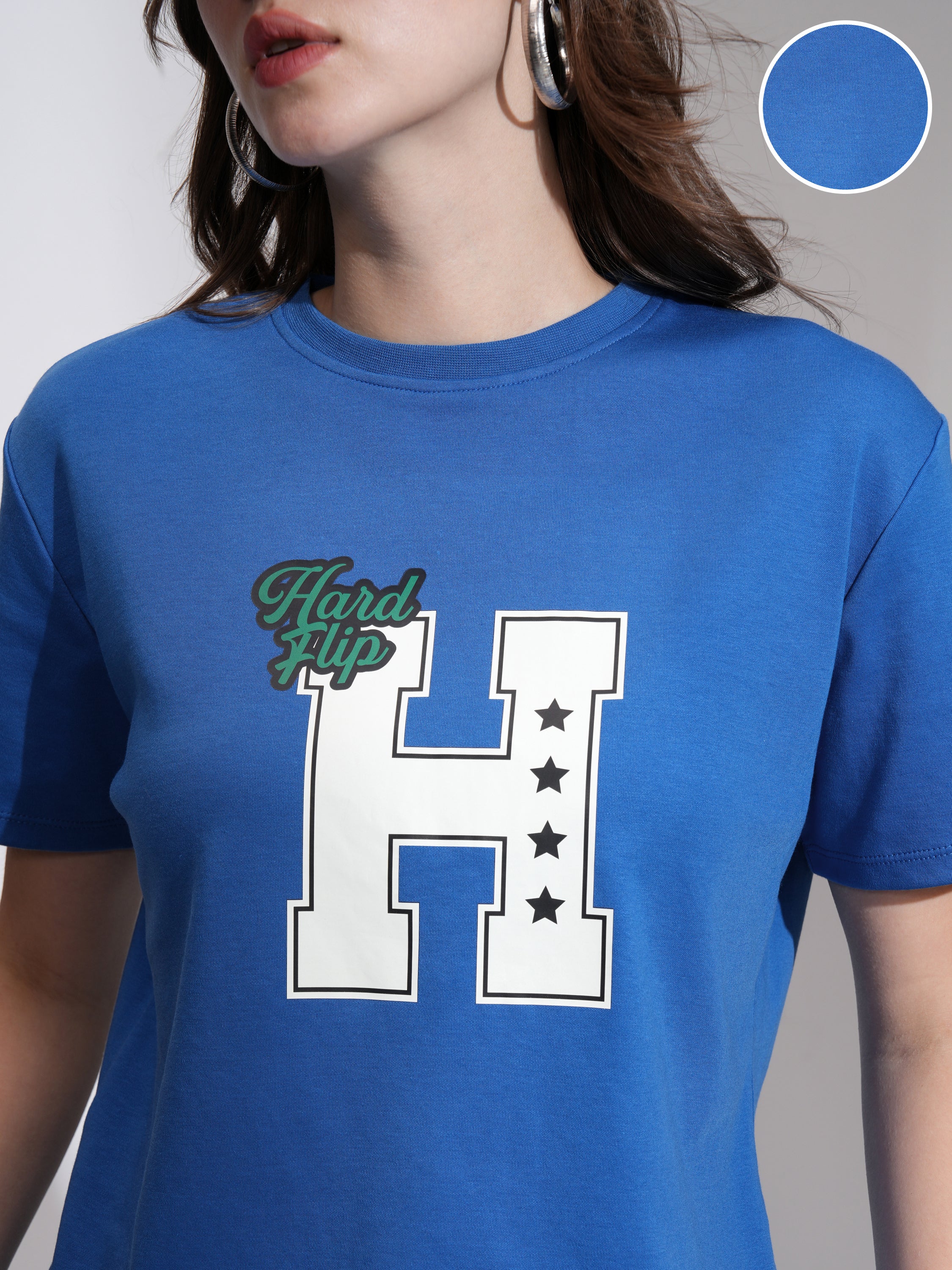 Tokyo Talkies Women Blue T-Shirt With Joggers Co-Ords - Blue - Image 5